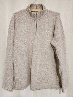 Carroll Reed Women's Sweater Knit Pull Over Quarter Zip Tan Size XL